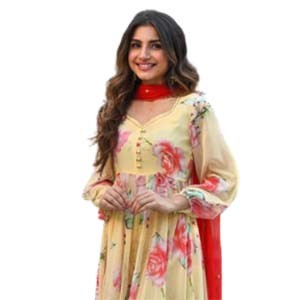 ROSE FLORAL PRINT GEORGETTE CHURIDARSUIT