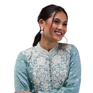 Sky Blue Threadwork Art Silk Readymade Salwar Suit