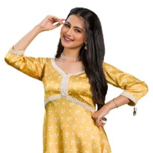 Yellow Bandhani Semi Crepe Readymade Sharara Suit