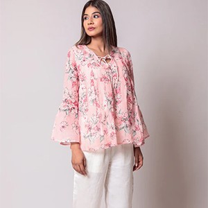 Printed Handloom Peplum Style Top