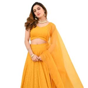 YELLOW EMBROIDERED LEHENGA SET